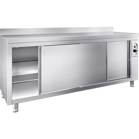 Meuble bas inox chauffant 2000x600 mm adossé PREMIUM - GOLDINOX (1/4)