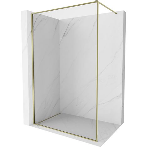 Mexen Kioto-XF pannello doccia Walk-in con cornice 80 x 202 cm, trasparente 10 mm, dorata - 800-080-104-50-00-X (1/5)