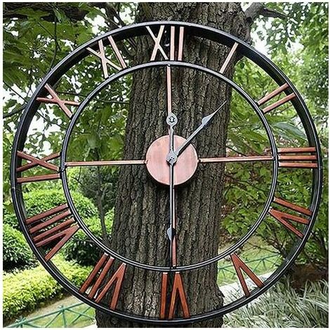 Gartenuhr, Wanduhr für den Außenbereich, Große Gartenuhr mit römischen Ziffern, Gartenuhr aus Eisen, 40 cm/16 Zoll (1/5)