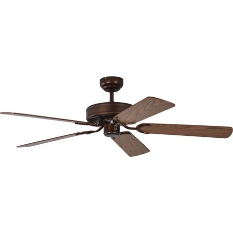 Pepeo Gmbh Ventilatore da Soffitto Potkuri, Bronzo Invecchiato/Quercia, 132 Cm
