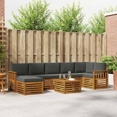 Ecksofa Set 8 pcs Natur und Anthrazit Massivholz Akazie (1/5)
