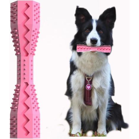 Hundekauspielzeug, Haustierkauspielzeug – sicheres interaktives Hundespielzeug aus TPR, sicheres Kauspielzeug für Hunde – Beißstangen für Hunde und Welpen, Hundekaubretter, rosarot