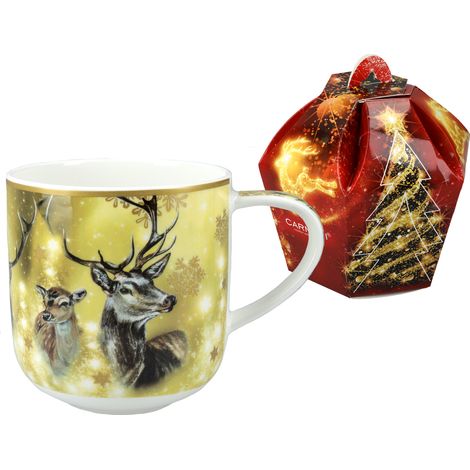 Tazza natalizia con cervo in porcellana per caffè e tè. (1/5)