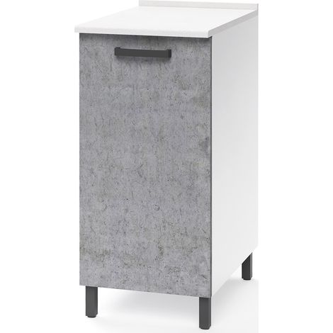 Base cucina 40x50x85 cm in legno bianco frassinato e cemento - Antartide