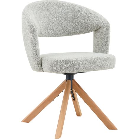 Lot de 2 chaises pivotantes rétro en tissu gris clair avec pieds en bois massif - Hauteur 81,5 cm (1/5)