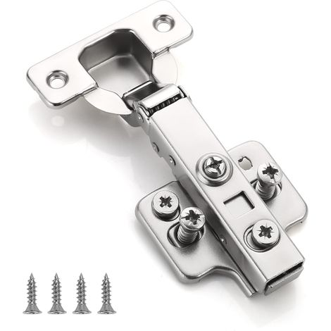 2 pièces Recouvrante Charnière Porte Cuisine, angle d'ouverture 110 ° réglable avec ressort hydraulique Charnières d'armoire de cuisine charniere porte placard (1/5)