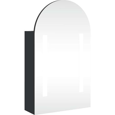 Spiegelschrank mit LED-Beleuchtung Gewölbt Schwarz 42x13x70 cm vidaXL