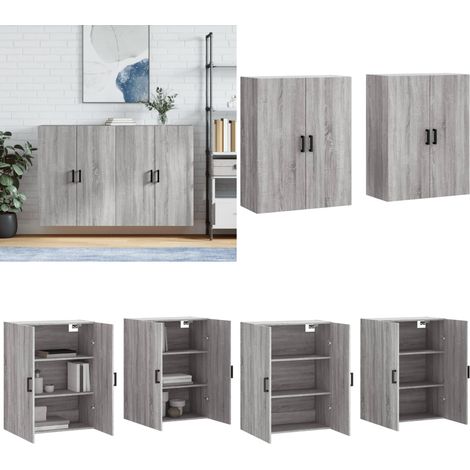 Armoires murales 2 pcs sonoma gris 69,5x34x90 cm - Rangement mural - Armoire bois (1/5)