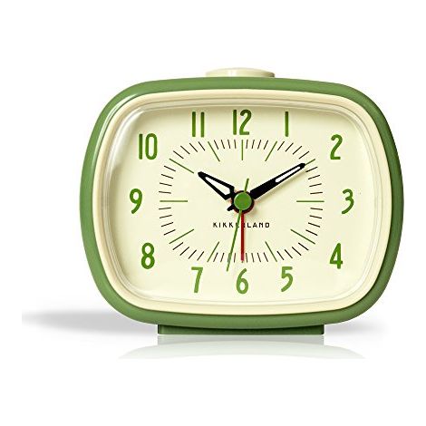 Orologio da tavolo retrò - KIKKERLAND - Verde - Stile vintage - Fosforescente - Cassa in plastica - Lancette fosforescenti (1/4)