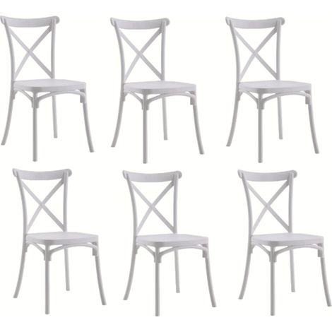 KIT 6 SEDIE POLIPROPILENE CUCINA BAR RISTORANTE SEDIA INTERNO ESTERNO BIANCO 412