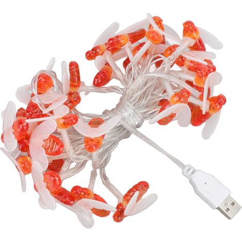Guirlande lumineuse solaire abeille 3m 30 LED guirlande féérique abeille USB étanche déco Noël extérieur (1/5)