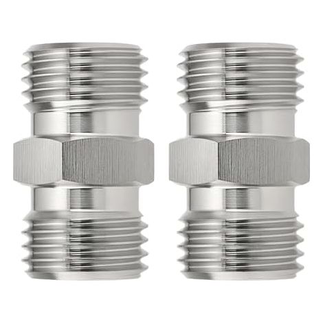 Lot de 2 adaptateurs hydrauliques M14 x 1,5 pour tuyau d'arrosage - Convient pour divers systèmes hydrauliques et petites pelleteuses - Argenté (1/5)