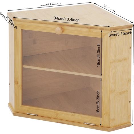 Boîte à pain, design à 2 niveaux, construction en bambou élégante, Couleur du bois (1/2)