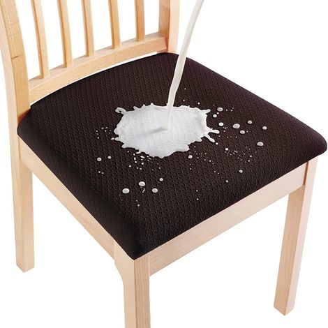 Housse de Chaise Universelle Lavables, Housse de Salle à Manger Universel Marron 4 pièces (1/5)