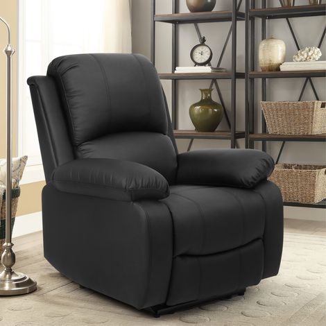 Milan 1 Seater Black PU Leather recliner Sofa