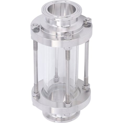 In Line Sight Glass Food Grade 304 Stainless Steel Omnidirectional Observation Sanitary Flow Sight Glass with Clamp End 38mm/1.5in Flow Pipe OD