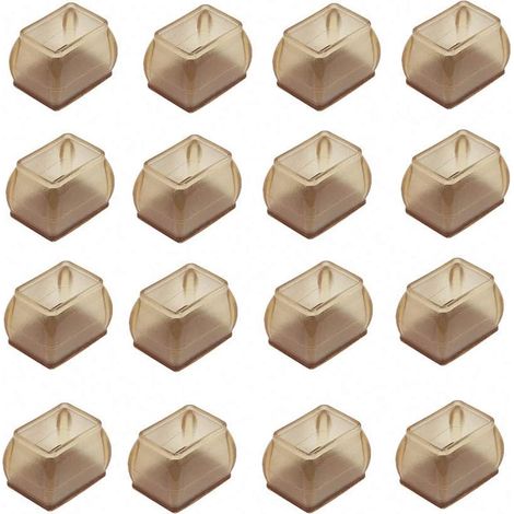 16 protections rectangulaires pour pieds de chaise avec feutre - Caoutchouc thermoplastique - Protègent des rayures et du bruit - pour meubles et chaises (1/5)