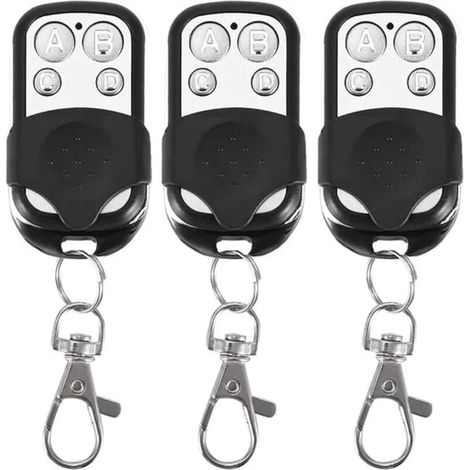 Télécommande Sans Fil 433 MHz, Lot de 3 Télécommandes Universelles pour Portes Automatiques Fréquence 433,92 MHz Code Fixe, 4 Boutons pour Contrôler Jusqu'à 4 Portes (1/5)