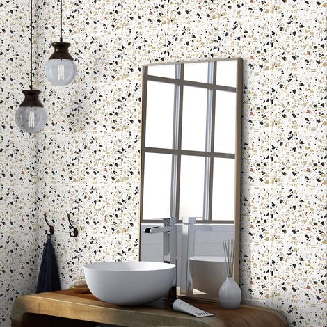 Sticker Mural Carrelage adhésif Cuisine Salle de Bain - 60 Stickers Carreaux DE Ciment TERRAZZO Fiona - 60stickers10x10cm (1/5)