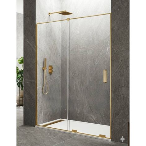 Porta doccia scorrevole 1+1 CIRENE (KENNA) 125 cm Profilo Oro Barra Parallela