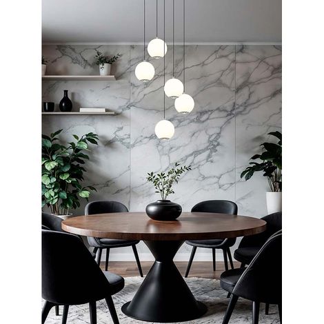 Hängeleuchte Pendelleuchte Deckenleuchte grau Glaskugel LED CCT H 150 cm