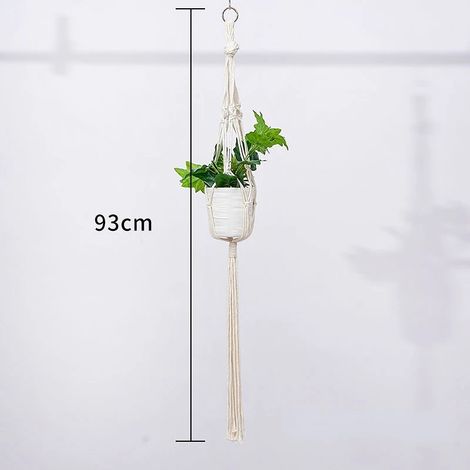 -1 Panier suspendu en macramé fait main pour plantes, support pour pots de jardin, décoration murale en macramé pour balcon, corde de levage nouée, décoration intérieure (1/4)