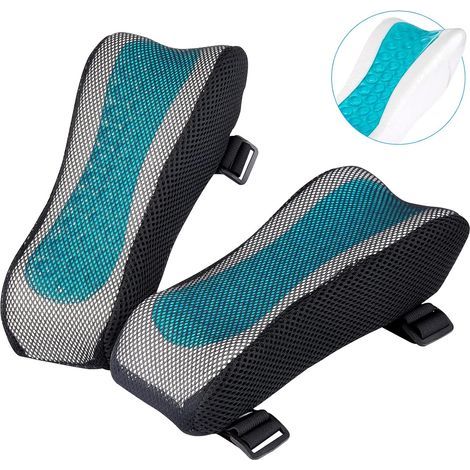 Couvre Accoudoirs pour Chaise de Bureau - Mousse pour Reposer Les Coudes avec Forme Ergonomique - Coussin à Memoire de Forme pour Repose Bras de chaises de Bureau, Chaise Gaming – Set de 2 (1/5)