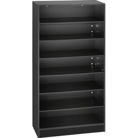 Étagère multimédia 7 niveaux 70x30x140 cm pour DVD, CD, livres et jeux, rangement idéal pour salon et bureau. (1/5)