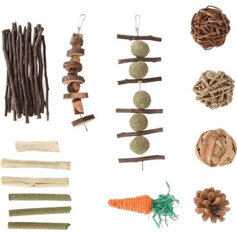 Jouets à Mâcher - ESTINK - Lapin - Bois Naturel - Sûr et Non Toxique - Favorise la Digestion (1/4)
