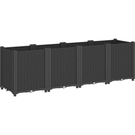 Vassoio per fioriera aiuola rialzata piante fiori terrazza giardino 160 x 40 x 53 cm polipropilene nero 020037462
