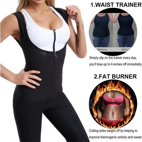 Schwitzkorsett Damen Sauna-Schwitzweste Workout Kompressionskorsett mit Reißverschluss Fitness Schlankheitsweste (1/5)