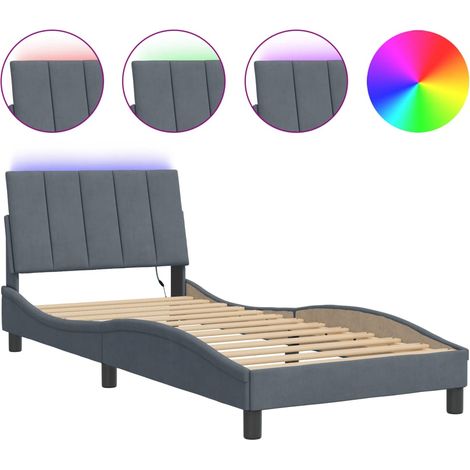 Maison Exclusive - Giroletto con LED senza Materasso Hanko Grigio Scuro 80x200 cm in Velluto