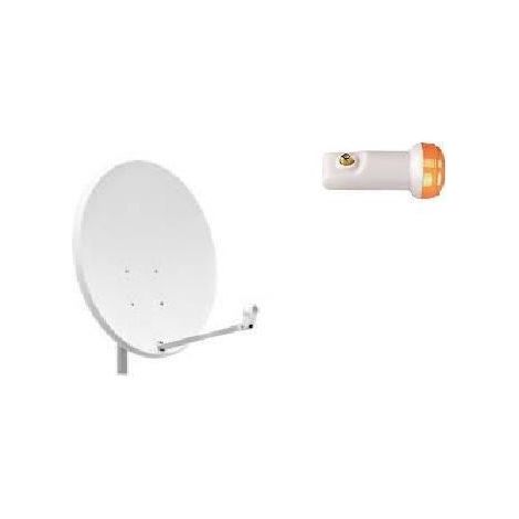 PACK PARABOLE SATELLITE ACIER 65 CM + LNB SINGLE GOLDEN MEDIA 0,1DB COMPATIBLE CANAL HD ME