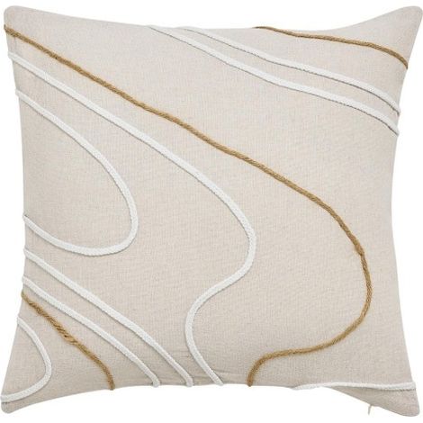 Coussin dehoussable compresse 45 x 45 cm polycoton uni+jute+corde lacia Sans (1/4)
