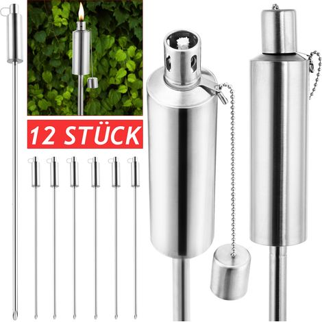 Torche de jardin Set de 6/12, torche à l'huile flambeau acier inxydable - 115 cm 6er Set (1/7)