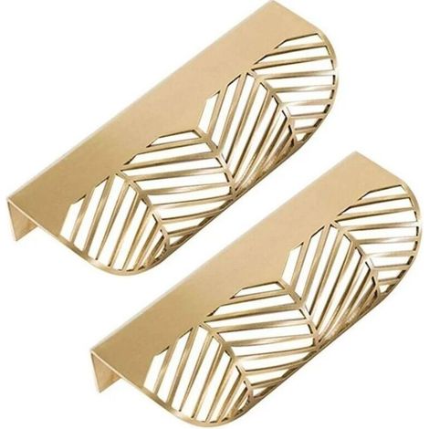 Promotion Feuille Forme tiroir Poignée en laiton Meubles Porte Bouton Pull Cabinet Armoire Poignée de porte ( 2PCS) (1/3)