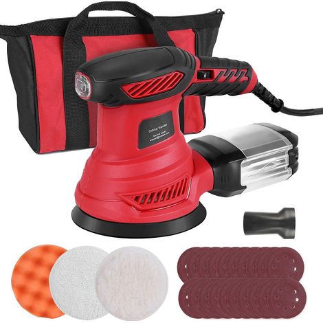 300-W-Exzenterschleifer, 2,5 A, 6 variable Geschwindigkeiten, 13000 U/min, 20 Schleifscheiben