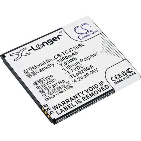 NX - Batterie téléphone, smartphone, GSM pour TCL 3.7V 1900mAh - TLP020GA