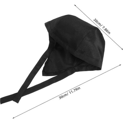 Toque de chef, toque de cuisine en tissu, ensemble de 3 pièces, bandeau de cuisine noir