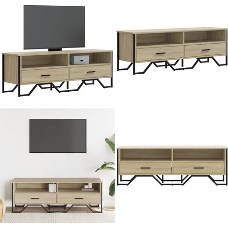 TV-Schrank Sonoma-Eiche 122x34x41 cm Holzwerkstoff - TV Schrank - Holzwerkstoff Möbel - Wohnzimmermöbel - Eiche Möbel - TV Stand - Home & Living