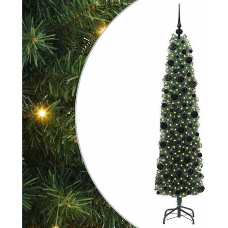 Sapin de Noël artificiel vert, 180 cm de haut, en PVC, acier et plastique. (1/5)