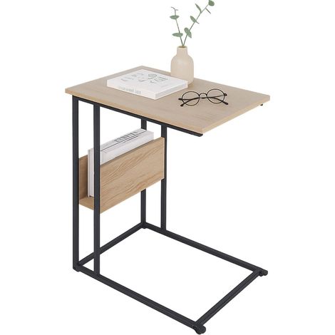 Mesa auxiliar con estante y compartimento - madera y metal (1/5)