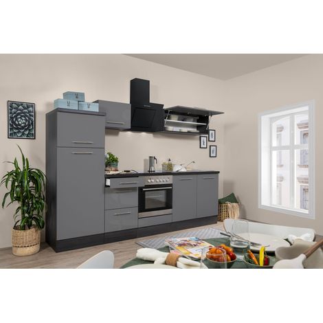 Cuisine Kitchenette Chêne Gris Amanda 270 cm Respekta Premium