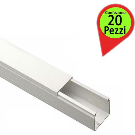 Canalina passacavo singola electraline 60770 misura 20 x 10 millimetri 2 metri confezione da 20 pezzi