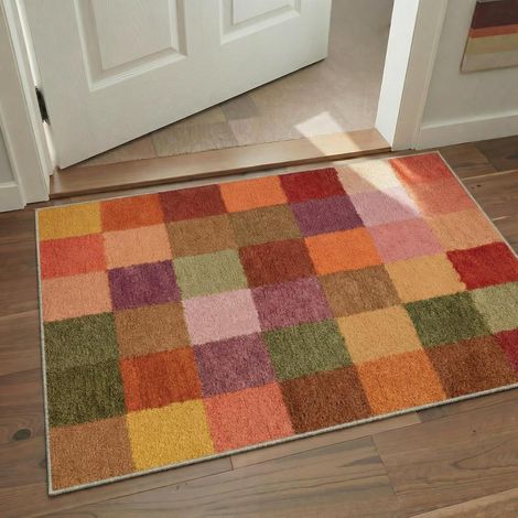 Tapis Moderne Lavable antidérapant 60x90cm Rouge (1/5)