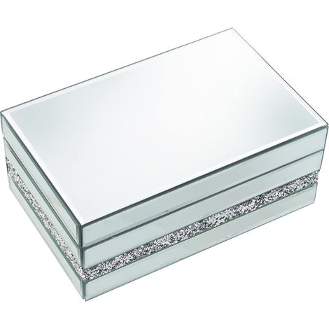 Boîte à bijoux rectangulaire en verre avec paillettes en miroir 22x14x9 cm (1/2)