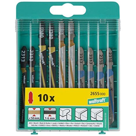 wolfcraft Set di lame per seghetti alternativi da 10 pezzi, attacco a T I 2655000 (1/4)
