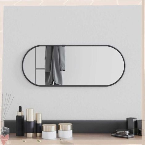 Miroir mural - VINGVO - 348203 - Noir - Ovale 50x20 cm - Cadre PVC durable (1/5)