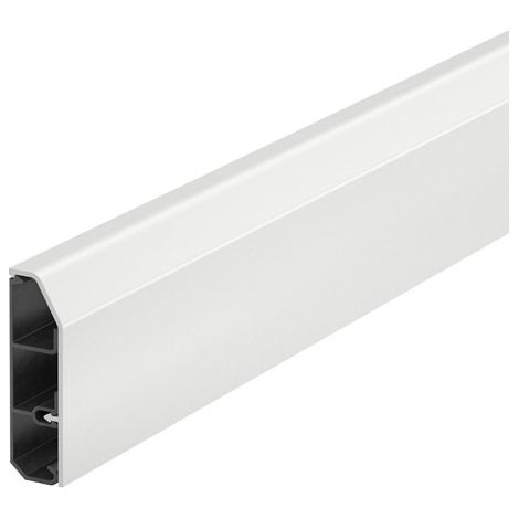 Obo Bettermann – Plinthe électrique SL 2070 blanc – PVC pour câblage encastré – Installation rapide avec perforations – Finition discrète RAL 9010