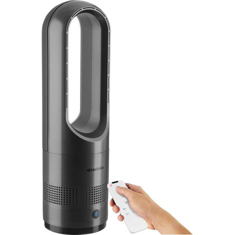 Turmventilator, leise und 80° oszillierend, 8 Geschwindigkeitsstufen, Timer mit Fernbedienung, LED-Anzeige, tragbarer Ventilator für Büro, Schlafzimmer, Wohnzimmer, Zuhause – Anthrazitgrau